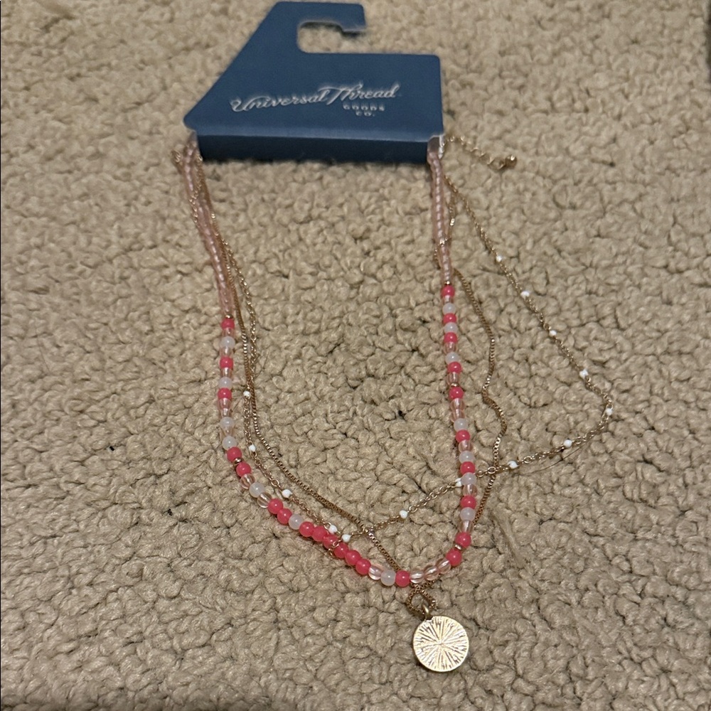 Universal Thread Pink and Gold Layered Necklace